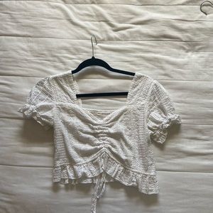 White Cropped Top Short Sleeve